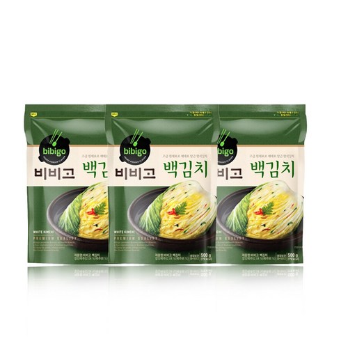 비비고 백김치 1.5KG (500Gx3팩), 500g, 3개