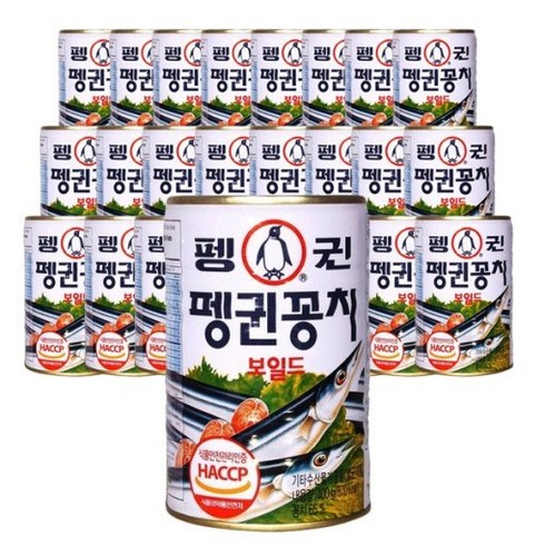 펭귄꽁치 - 펭귄 꽁치보일드 통조림, 400g, 24개