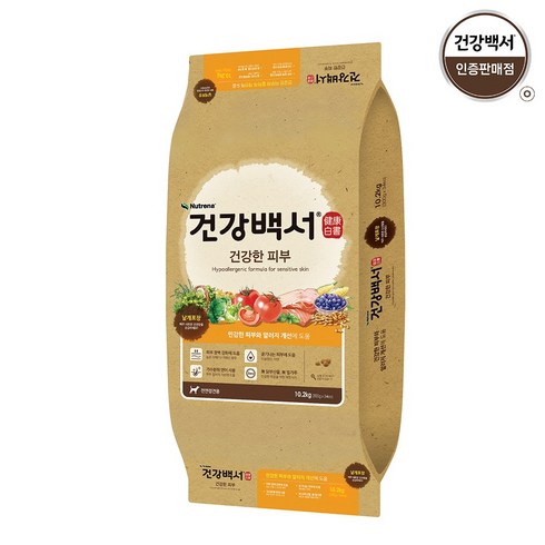 건강백서 강아지 기능성 사료, 피부/피모, 10.2kg, 1개