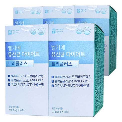 벨기에 유산균 다이어트 트리플러스 5.5g x 14포 x 5박스 10주분 애플트리 김약사네, 5개