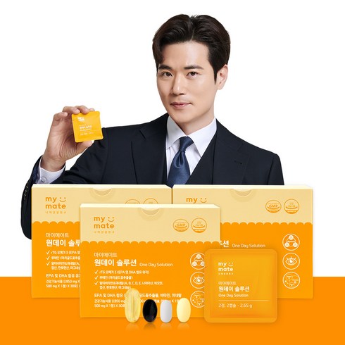 마이메이트 원데이솔루션 멀티팩 / 한 팩에 rTG오메가3+종합비타민+마그네슘+루테인, 30회분, 3박스