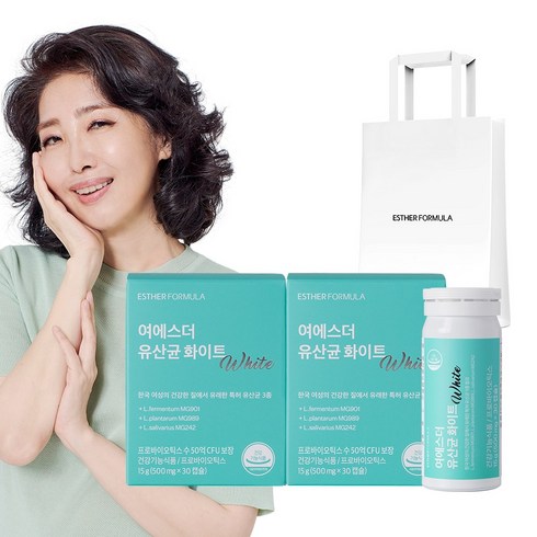 여에스더 질유래 유산균 화이트 (+흰색 본사 정품 쇼핑백), 30캡슐 x 2박스
