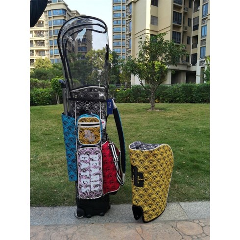 2023년 가성비 최고 어뉴골프백 - 캐디백 골프백 PG 휠 가방 캔버스 골프 트롤리, PG 더블캡 멀티컬러