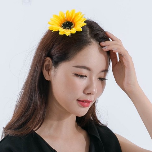(리얼해바라기머리핀)파티 머리띠 머리핀 헤어밴드, 단품, 단품