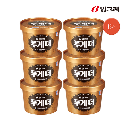 빙그레 투게더 바닐라 홈 6개 한박스 아이스크림, 900ml