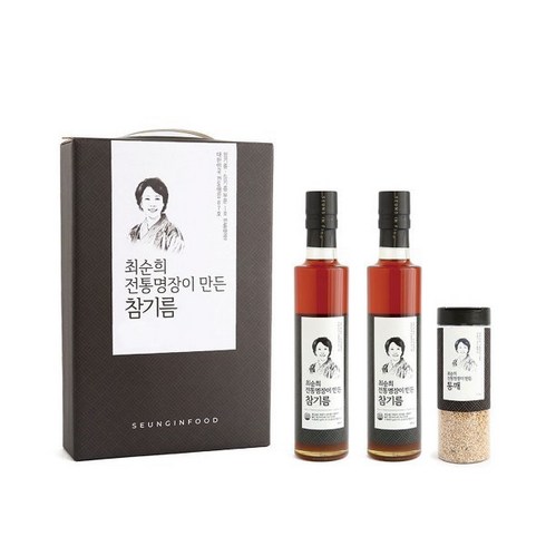 최순희참기름 - 최순희 참기름+통깨 선물세트 (참기름 300ml 2병 + 통깨 110g 1개)