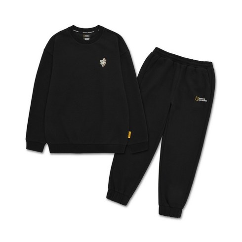 내셔널지오그래픽 키즈 K241UPB910 동물와펜 맨투맨 SET CARBONBLACK