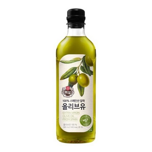 CJ제일제당 백설 압착올리브유 900ml x6개, 단품