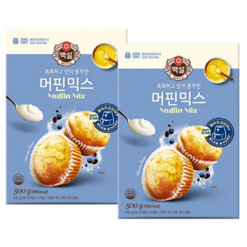 백설머핀믹스 - 백설 (상온)백설 머핀믹스500g, 2개, 500g