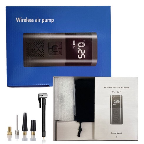 2023년 가성비 최고 무선공기주입기 - 위커밋먼트 휴대용 무선 타이어 공기압 주입기 6000mAh 에어펌프 + 연장선세트, 블랙, 1개