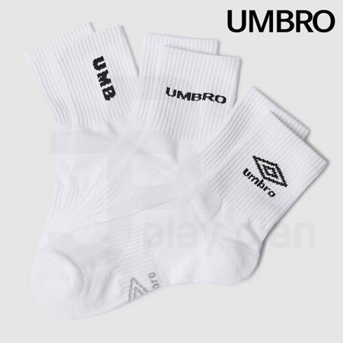엄브로 에센셜 변형 로고 3PACK 미드 삭스 양말 세트 UO123CSC22, 화이트:260