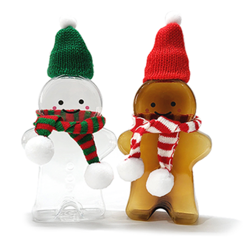 (2개) 눈사람 보틀 크리스마스 눈사람 캔디통 케이스 선물 인테리어 소품 장식, 랜덤