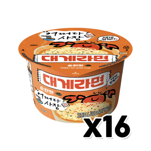 어쩌다사장 대게라면 순한맛 큰컵 큰사발 105g x 16개