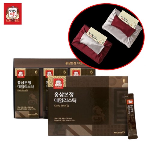 정관장 홍삼본정 데일리스틱 10g x 30포 고급 실크보자기 포장 어버이날 가정의달 부모님선물추천, 실크보자기(버건디)+쇼핑백