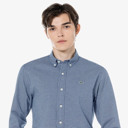 [라코스테] 남성 옥스포드 나노 깅엄 체크 셔츠 CH756E-53N 166