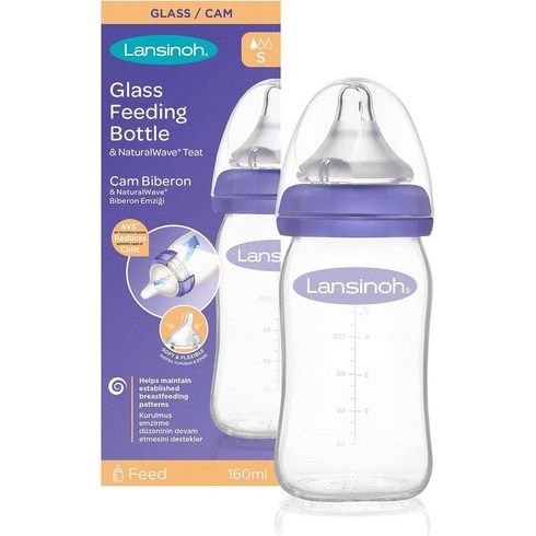 란시노유리젖병 - Lansinoh Glass Baby Bottle 란시노 유리 젖병 160ml 2팩, 2개