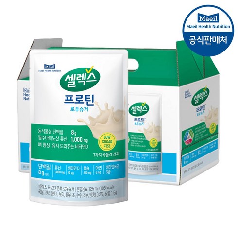 셀렉스 코어 프로틴 음료 로우슈거 파우치, 125ml, 48개