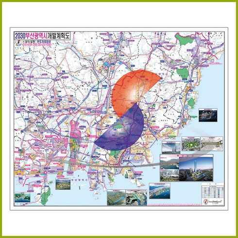 [경남] 부산광역시 개발계획도 / 롤스크린 (족자) 125cm × 106cm (小) / 최신개발지도, 족자
