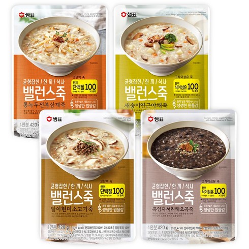 샘표 밸런스죽 체험용 420g x 4종 세트, 2세트