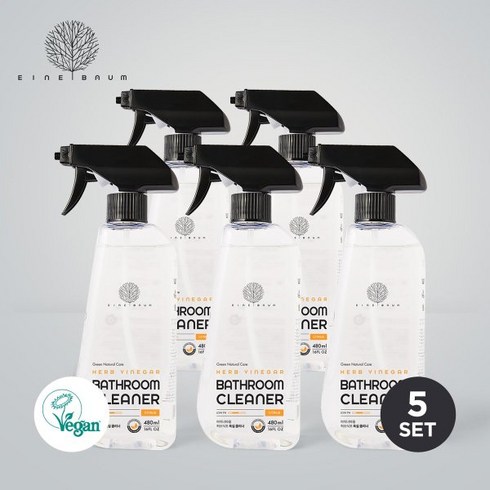 아이너바움 3/18~3/24 한정핫딜비건인증 욕실클리너 480ml 5개세트 232763, 단일속성, 5개
