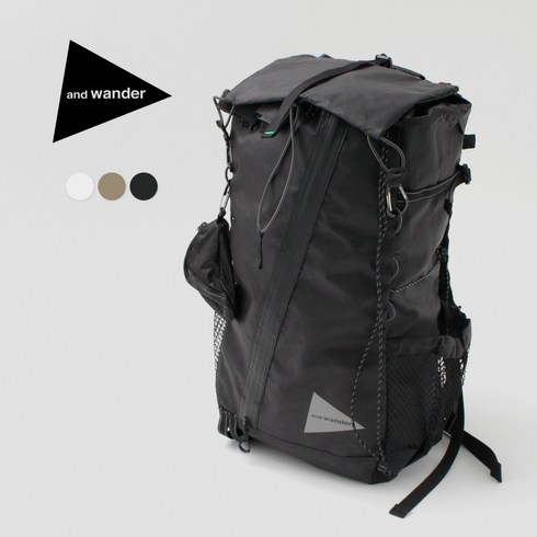 AND WANDER(앤 원더) 에코 팩 30 L 백팩 / 맨즈 레이디스 유니섹스 배낭 가방 등산 아웃도어 ECOPAK backpack, 에프, 010/블랙