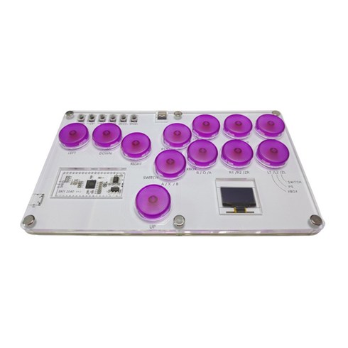 조이스틱 히트박스 컨트롤러 파이트박스 아케이드 스트리트 파이트 스틱 PC 격투 게임 아케이드 키보드용 기계 버튼, 투명보라색, 1개