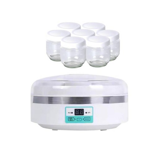 7개의 유리컵이 있는 요구르트 제조기 카페 주방 홈용 자동 요구르트 제조기, 7 유리, 250mmx150mmx250mm, 플라스틱 유리