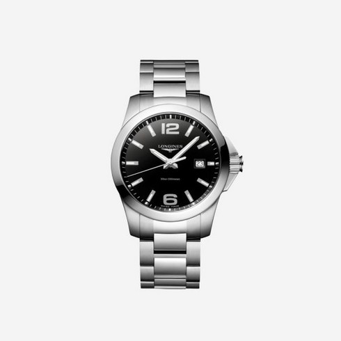 론진콘퀘스트 - 론진 콘퀘스트 쿼츠 41mm Stainless Steel 금속 소재 검정 래커드 폴리쉬드 롱기네스 정복 옻칠 연마