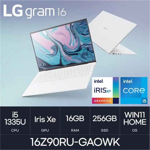 LG전자 그램16 16Z90RU-GAOWK, WIN11 Home, 16GB, 256GB, 스노우 화이트
