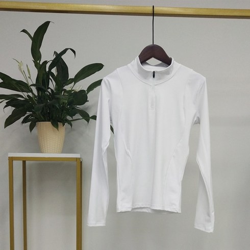 승마 바지 승마복 여성 긴 소매 셔츠 기본 레이어 옷 압축 셔츠 티셔츠, 하얀, m, 1개