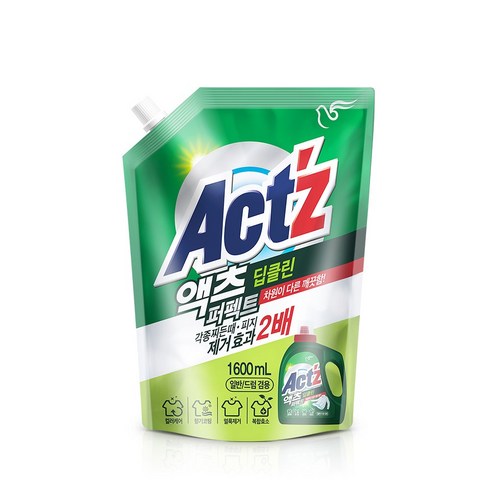 액츠 퍼펙트 딥클린 액상세제 리필, 1.6L, 8개