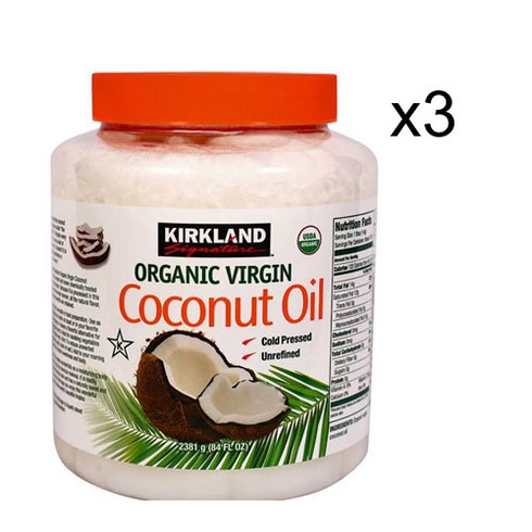 커클랜드 유기농 코코넛 오일 3팩 대용량 2.48L KIRKLAND SIGNATURE ORGANIC COCONUT OIL 84 FL. OZ., 2.36L