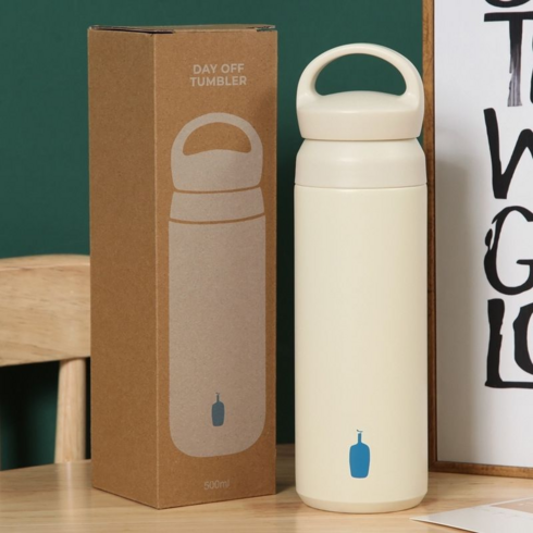 블루보틀텀블러 - blue bottle 손잡이 뚜껑 스텐 텀블러 500ml