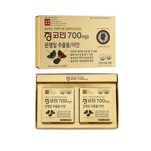 징코민 700mg정 - 700mg x 120정 x 2개(168g), 2개, 0.7g