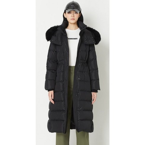 보내요 럭키슈에뜨 강남점온라인 단독후드 탈착 폭스퍼 롱 구스 다운 롱패딩 LQUCW23200