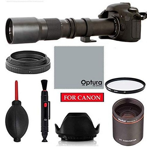 HD 백색 망원경 500mm/1000mm f/8 Canon EOS Rebel T3 T3i T4i T5 T5i T6 T7 T6i T6s T7i SL1 SL2 EOS 60, 7D II Digital SLR Camera,7D, E, 1개