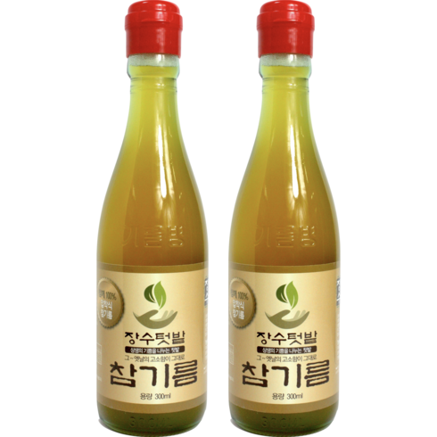 통참깨참기름 - 장수텃밭 통참깨100% 옛날 참기름 300ml, 2개