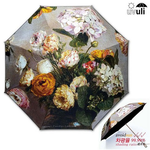 폴뮤지엄 양우산 2종 SET - 아름지다 우블리 국산 암막 명화양산-앙리 수국화 (차광률99.9%)