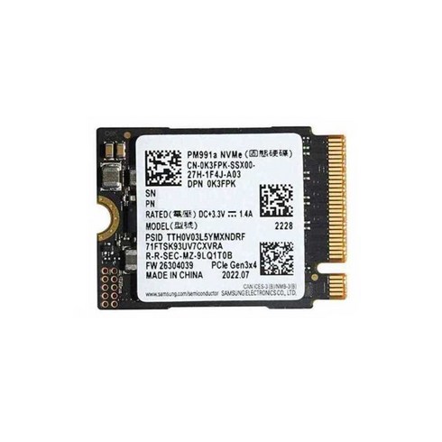 pm991a - 2230 SSD 1TB 삼성 PM991A 256G 512G 1T PCIE NVME, 상세 페이지 참고, 1TB SSD W10 포함