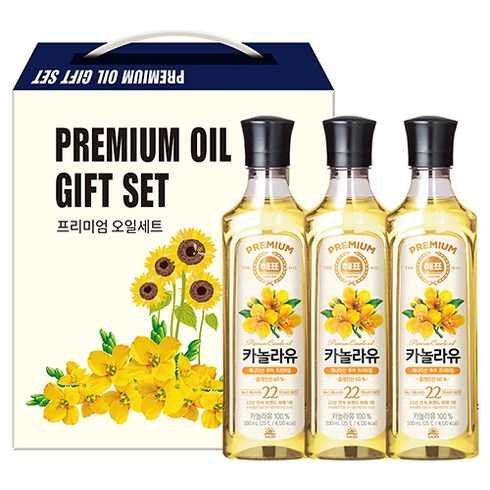 [2024설명절]해표 카놀라유500ml 3P선물세트*10세트패키지 프리미엄 오일, 3개, 500ml