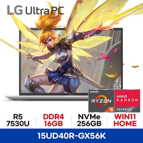 LG전자 울트라PC 15UD40R-GX56K - 16GB 256GB WIN11HOME사무용 인강용 업무용 문서작업용 대학생노트북 ED