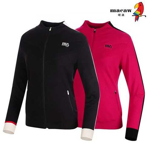2023년 가성비 최고 마코골프 - (여성)배색 라인 집업 니트 가디건_MKW3SG60