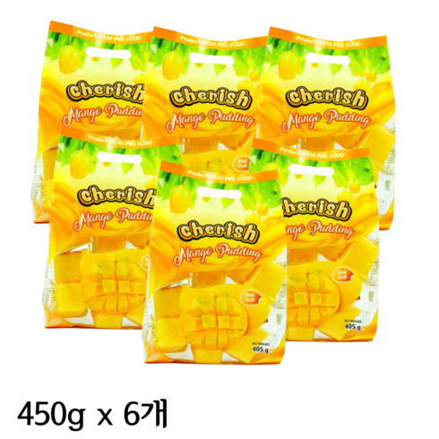 체리쉬망고젤리 - [대용량] 베트남 체리쉬 망고 파인 망꺼우 푸딩 젤리 Cherrish 850g 405g, 6개