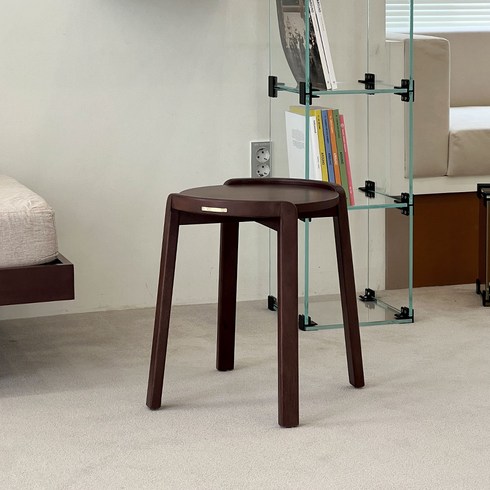 포르보 원목 분리형 원형 스툴 보조의자, 월넛