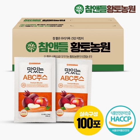 참앤들황토농원 [참앤들황토농원] 맛있는 abc주스 100포(실속포장), 1개, 7L