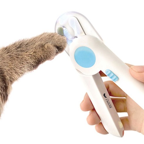 새끼 고양이 발톱깎이 - 리스펫 반려동물 LED 다보여 발톱깎기 4.3 x 15 cm, 블루, 1개