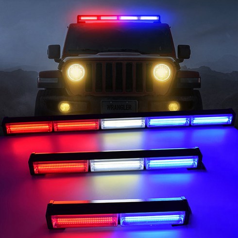 자동차 양면 경광등 차량용 COB 써치라이트 탈부착 LED 시거잭, 73cm 5개등, 레드2+화이트1+블루2