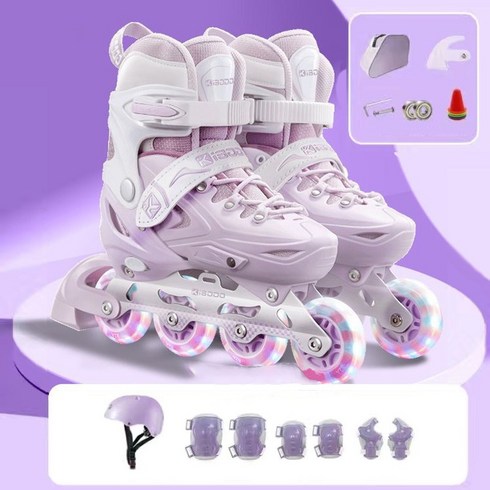 k2롤러브레이드 - 롤러블레이드 성인/아동용 콤보 세트 인라인 스케이트 + 가방 + 헬멧 + 보호대 풀세트 롤러브레이드 스케이트, Purple