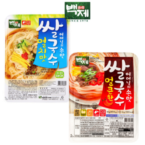 백제 쌀국수 멸치맛15개+얼큰한맛15개 한박스, 92g, 25개(멸치15개+얼큰10개)