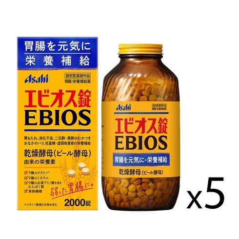 일본 아사히 에비오스 천연 맥주 효모 2000정 x5개세트, 5개